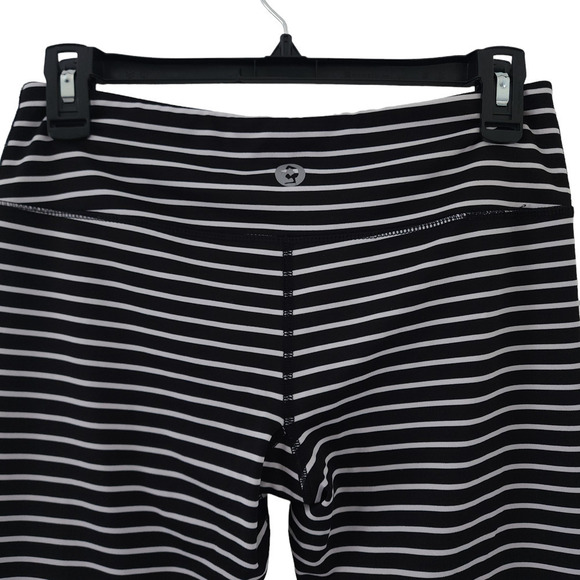 Scorpio Sol Leggings Small Black White Striped High Waist Stretch Athletic Pants - Picture 3 of 8